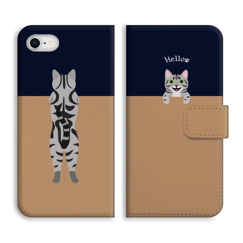 Amazon | iPhone 8 手帳型ケース 【ネコ 猫 イラスト デザイン